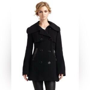 Mackage Black Double-Breasted Peacoat with Wide Collar